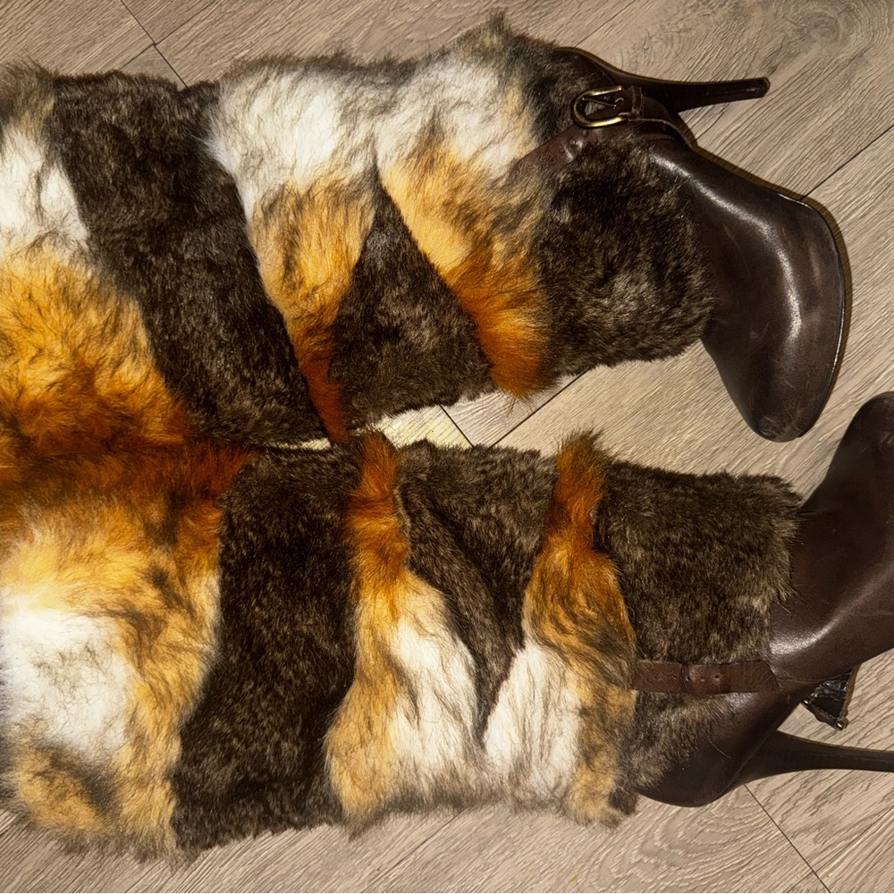Guess Stylish Brown and Tan Fur Boots